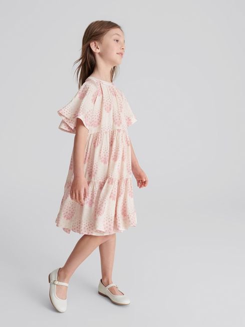 Reiss Pink Macey Junior Floral Print Dress