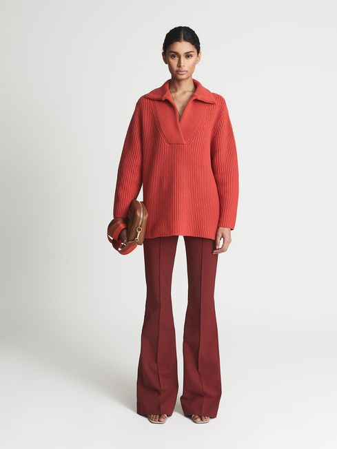 Reiss Harper Striped Knitted V-Neck 