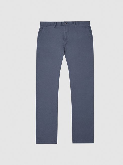 Reiss Airforce Blue Pitch Washed Slim Fit Chinos