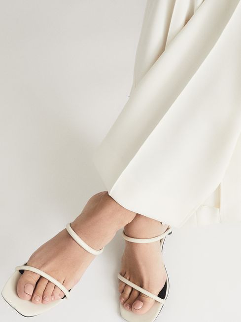 Reiss Off White Magda Leather Strappy Heeled Sandals