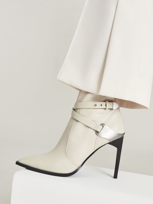 Reiss Off White Hayworthhigh Leather Point-Toe Boots