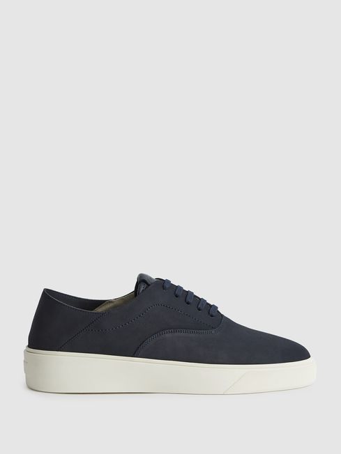 Reiss Navy Acer Nubuck Lace-Up Trainers
