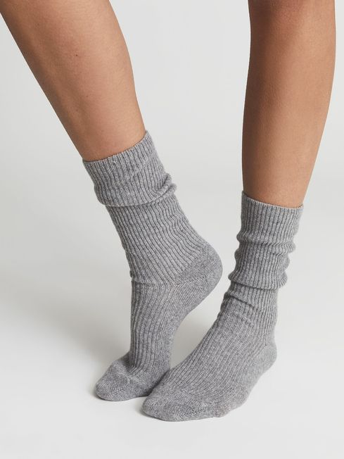Reiss Grey Marl Agar Cashmere Blend Socks