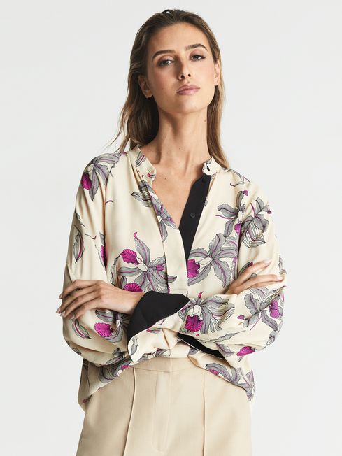 Reiss Tilly Orchid Print Blouse | REISS USA