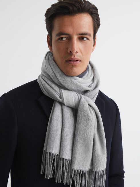 Reiss Soft Grey Picton Cashmere Blend Scarf