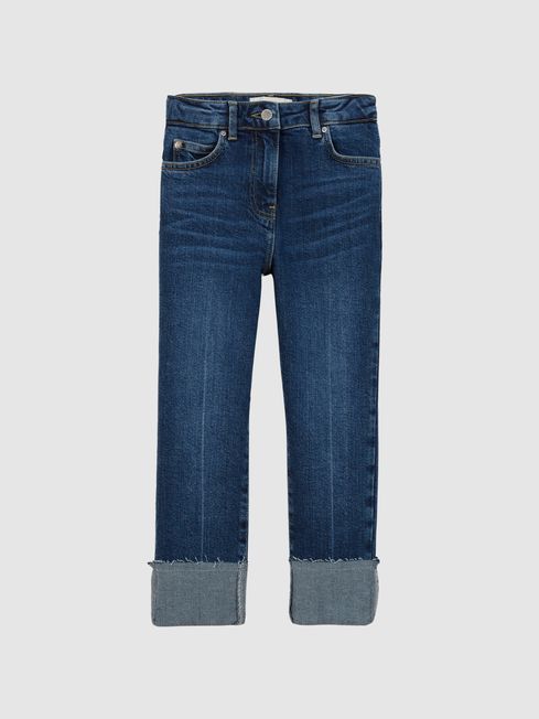 Reiss Mid Blue Bradie Turn-Up Relaxed Jeans