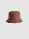 Reiss Chocolate Lexi Bucket Woven Bucket Hat