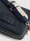 Reiss Navy Blue Brompton Grained Leather Camera Bag