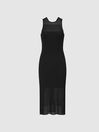 Reiss Black Aurelia Sheer Stripe Knit Bodycon Dress