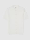 Reiss Ecru Pointer Press Stud Textured Polo T-shirt