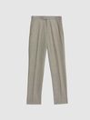 Reiss Oatmeal March Slim Fit Wool Puppytooth Mixer Trousers
