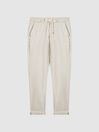 Reiss Vintage Vanilla Fraser Brushed Twill Drawstring Trousers