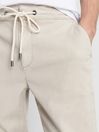 Reiss Vintage Vanilla Fraser Brushed Twill Drawstring Trousers