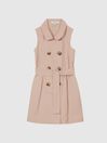 Reiss Pink Dana Junior Linen Blend Mini Dress