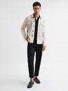 Reiss White Spark Suede Overshirt