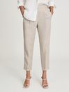 Reiss Grey Lily Linen Blend Pleat Front Trousers