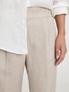 Reiss Grey Lily Linen Blend Pleat Front Trousers