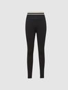 Reiss Black/Ivory Clemmie Jersey Leggings With Waistband Detailing
