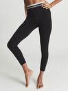 Reiss Black/Ivory Clemmie Jersey Leggings With Waistband Detailing