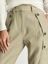 Reiss Khaki Newlyn Regular Wool Blend Twill Cargo Trousers