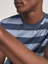Reiss Blue Tunbridge Mercerised Cotton Striped T-shirt
