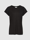 Reiss Black Leandra Fine Jersey T-shirt