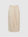 Reiss Cream Dani Button-Up Slip Skirt