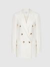 Reiss White Wool Blend Double Breasted Blazer