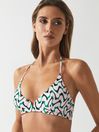 Reiss Green Audrinna Underwired Printed Triangle Bikini Top