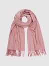 Reiss Blush Picton Cashmere Blend Fringed Scarf