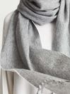 Reiss Soft Grey Picton Oversized Cashmere Blend Fringed Scarf