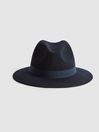 Reiss Navy Ashbourne Wool Fedora Hat