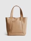 Reiss Tan Alma Leather Tote Bag