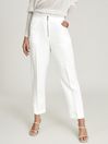 Reiss White Cally Linen Blend Trousers With Exposed Zip
