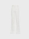 Reiss White Iris Wool Blend Flared Trousers