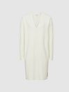 Reiss Cream Ava Herringbone Knit Cotton Mini Dress