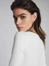 Reiss White Beatrice Square Neck Jersey Top