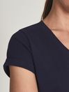 Reiss Navy Luana Cotton-jersey V-neck T-shirt