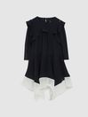 Reiss Navy Blue Tobi Junior Sheer Midi Dress