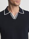 Reiss Navy/White Gala Open Collar Polo Shirt