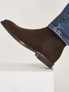 Reiss Dark Brown Tenor Suede Leather Chelsea Boots
