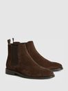 Reiss Dark Brown Tenor Suede Leather Chelsea Boots