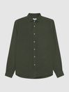 Reiss Olive Ruban Linen Regular Fit Shirt
