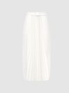 Reiss Ivory Drew Contrast Pleat Midi Skirt
