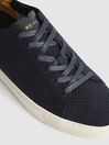 Reiss Navy Brackley Low Top Knitted Trainers