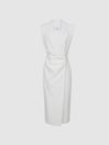 Reiss White Cecile Tux Bodycon Midi Dress