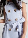 Reiss Pale Blue Dana Junior Linen Blend Mini Dress