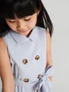 Reiss Pale Blue Dana Junior Linen Blend Mini Dress