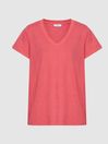 Reiss Coral Luana Cotton Jersey V-neck T-shirt