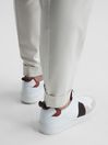 Reiss White Bordeaux Mix Aira Low Top Leather Trainers